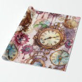 Victoriaans steampunk cadeaupapier (Uitgerold)