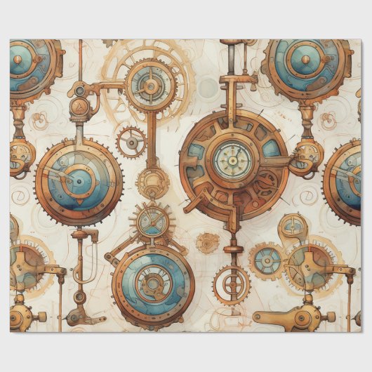 Victoriaans steampunk cadeaupapier (Vlak)