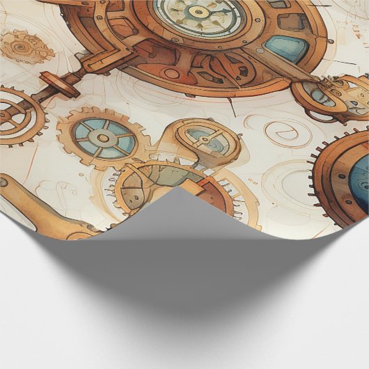 Victoriaans steampunk cadeaupapier (Hoek)