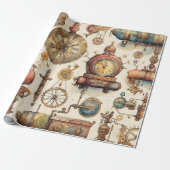 Victoriaans steampunk cadeaupapier (Uitgerold)