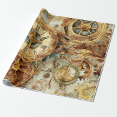 Victoriaans steampunk cadeaupapier (Uitgerold)