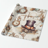 Victoriaans steampunk cadeaupapier (Uitgerold)
