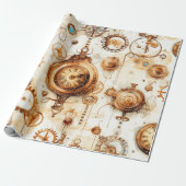 Victoriaans steampunk cadeaupapier (Uitgerold)