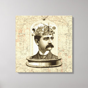 Victoriaans Steampunk Clockwork Hersenen Mechanisc Canvas Afdruk