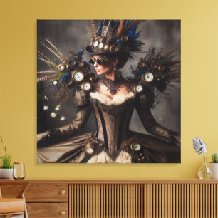Victoriaans Steampunk Clockwork Time Lady Canvas Afdruk