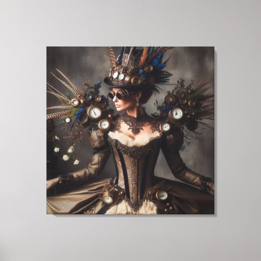 Victoriaans Steampunk Clockwork Time Lady Canvas Afdruk (Voorkant)