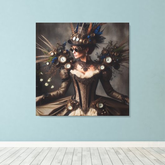  Victoriaans Steampunk Clockwork Time Lady Canvas Afdruk (Insitu (Houten vloer))