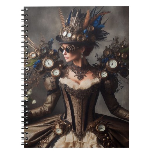  Victoriaans Steampunk Clockwork Time Lady Notitieboek (Voorkant)