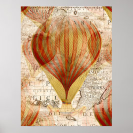 Victoriaans Steampunk-collage van luchtballonnen Poster