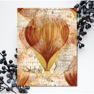 Victoriaans Steampunk-collage van luchtballonnen Uitnodiging Briefkaart