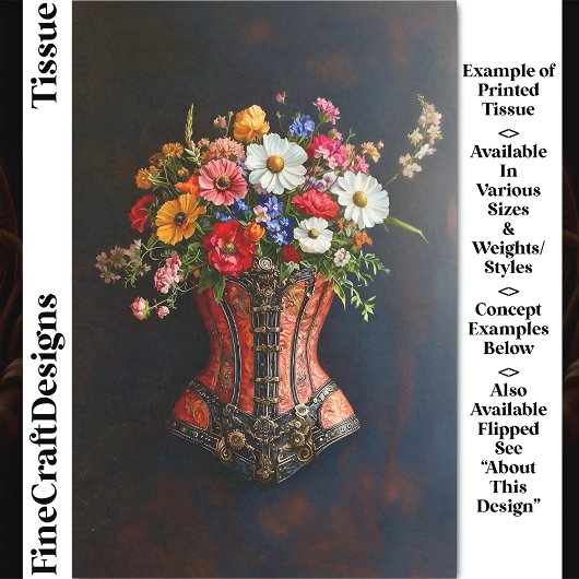 Victoriaans Steampunk Corset Flowers DF5L Decoupag Tissuepapier