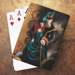 Victoriaans Steampunk Couple Pokerkaarten