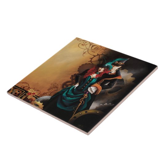 Victoriaans Steampunk Couple Tegeltje (Zijkant)