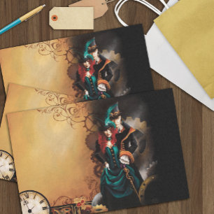 Victoriaans Steampunk Couple Tissuepapier