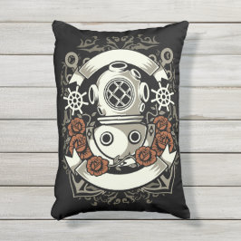 Victoriaans Steampunk diep Zee Diver Red Roses Buitenkussen