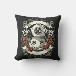 Victoriaans Steampunk diep Zee Diver Red Roses Buitenkussen
