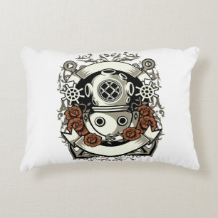 Victoriaans Steampunk diep Zee Diver Red Roses Decoratief Kussen