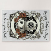 Victoriaans Steampunk diep Zee Diver Red Roses Legpuzzel (Horizontaal)