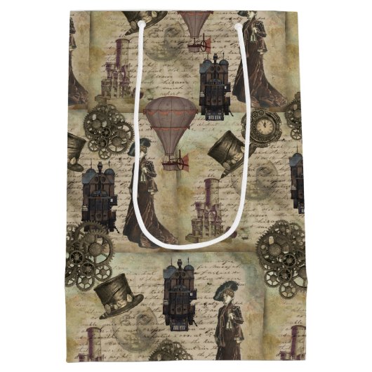 Victoriaans Steampunk Distress  Industrial Medium Cadeauzakje (Achterkant)