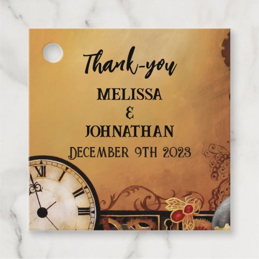 Victoriaans Steampunk Elegance bruiloft Bedankjes Labels (Voorkant)