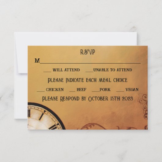 Victoriaans Steampunk Elegance bruiloft RSVP Kaartje (Voorkant)