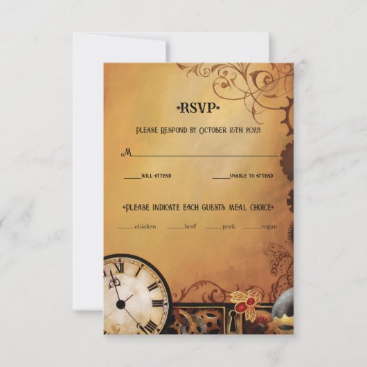 Victoriaans Steampunk Elegance bruiloft RSVP Kaartje (Voorkant)