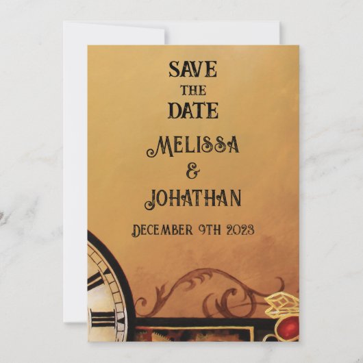 Victoriaans Steampunk Elegance bruiloft Save The Date (Voorkant)