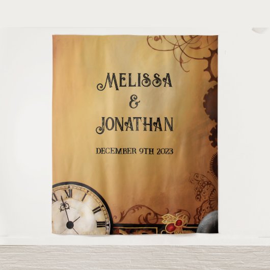 Victoriaans Steampunk Elegance bruiloft Wandkleed (Voorkant)