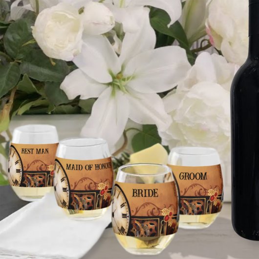 Victoriaans Steampunk Elegance bruiloft Wijnglas Zonder Voet