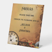 Victoriaans Steampunk Elegance Wedding Favors Reclamebord Met Voetstuk (Voorkant)
