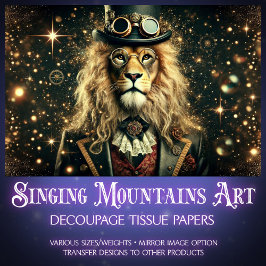 Victoriaans  Steampunk Fantasy Lion Decoupage Tissuepapier