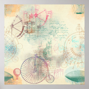 Victoriaans Steampunk   Feminine Soft Pastel Poster