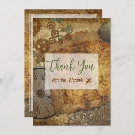 Victoriaans steampunk-flatje - Hartelijk dank Bedankkaart (Voorkant / Achterkant)