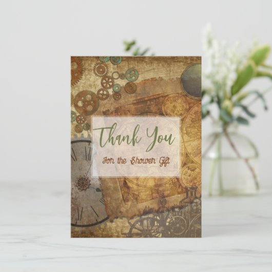 Victoriaans steampunk-flatje - Hartelijk dank Bedankkaart (Staand voorkant)