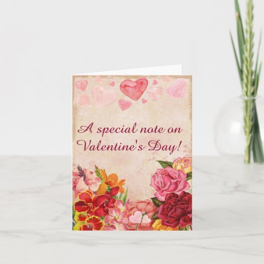 Victoriaans Steampunk Flowers Harten Valentijnsdag Feestdagen Kaart (Voorkant)