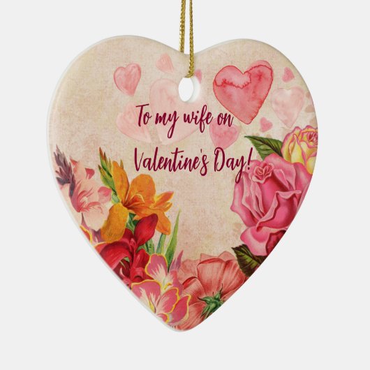 Victoriaans Steampunk Flowers Harten Valentijnsdag Keramisch Ornament (Rechts)