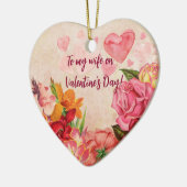 Victoriaans Steampunk Flowers Harten Valentijnsdag Keramisch Ornament (Links)