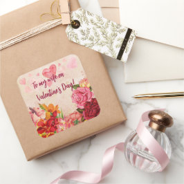 Victoriaans Steampunk Flowers Harten Valentijnsdag Vierkante Sticker