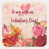 Victoriaans Steampunk Flowers Harten Valentijnsdag Vierkante Sticker (Voorkant)