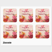 Victoriaans Steampunk Flowers Harten Valentijnsdag Vierkante Sticker (Vel)