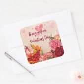 Victoriaans Steampunk Flowers Harten Valentijnsdag Vierkante Sticker (Envelop)