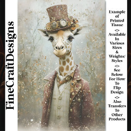Victoriaans Steampunk Giraffe, Top Hat CA4 Decoupa Tissuepapier