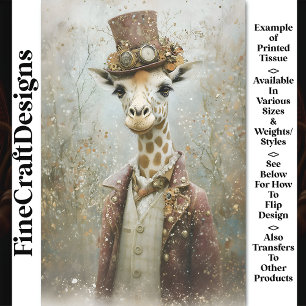 Victoriaans Steampunk Giraffe, Top Hat CA4 Decoupa Tissuepapier
