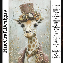 Victoriaans Steampunk Giraffe, Top Hat CA5 Decoupa Tissuepapier