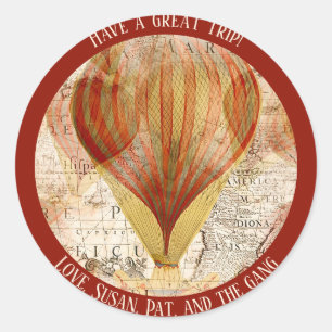 Victoriaans Steampunk Hot Air-luchtballonkaart Ronde Sticker