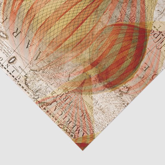 Victoriaans Steampunk Hot Air-luchtballonkaart Tissuepapier (Detail)