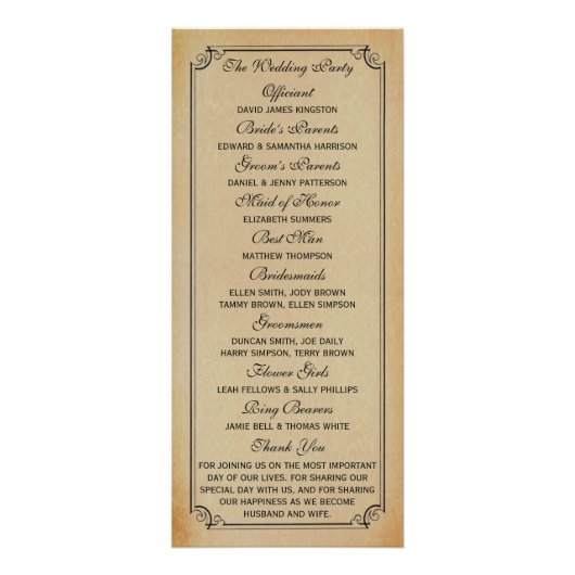 Victoriaans Steampunk huwelijksprogramma Reclamekaart (Achterkant)