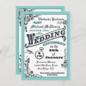 Victoriaans Steampunk huwelijksuitnodigingen Kaart (Voorkant / Achterkant)