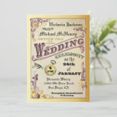 Victoriaans Steampunk huwelijksuitnodigingen Kaart (Staand voorkant)