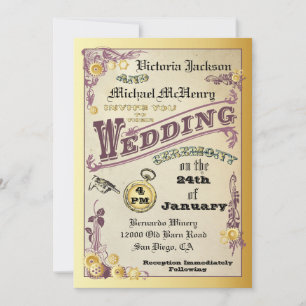 Victoriaans Steampunk huwelijksuitnodigingen Kaart